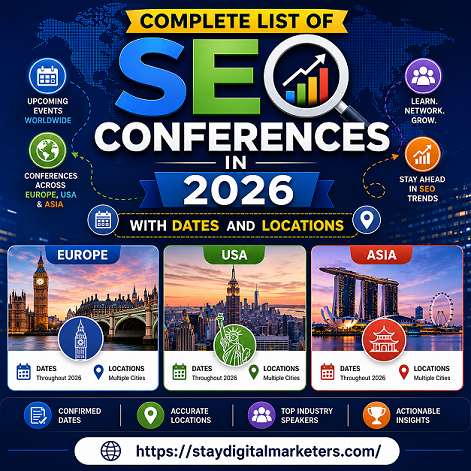 Complete List of SEO Conferences in 2026 With Dates and Locations by Stay Digital Marketers