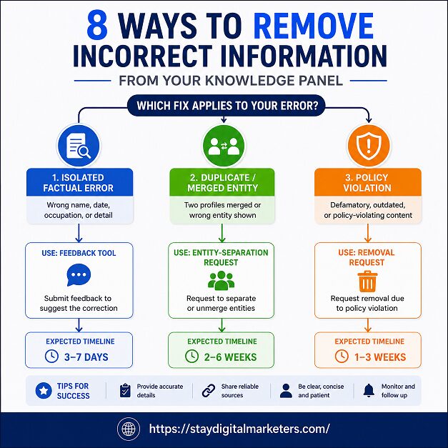 Which Fix Applies to Your Error, to remove incorrect information from google panel by Stay Digital Marketers