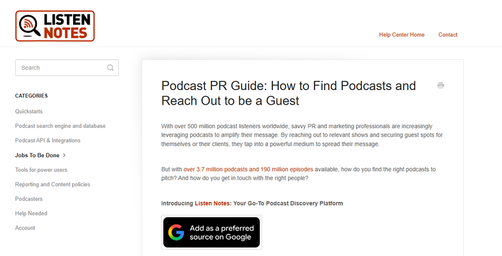 Listen Noted: Podcast Guest Databases and Outreach Tools