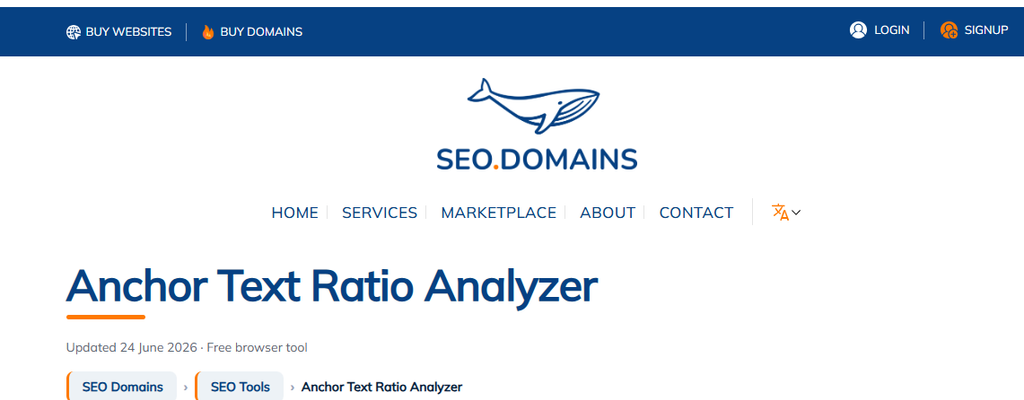 SEO.Domains Anchor Text Ratio Analyzer